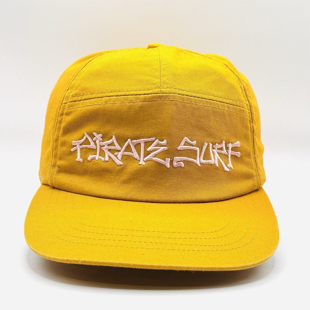 Vintage Pirate Surf 5 Panel Hat Cap Strap Back Gold Y2K One Size Adjustable